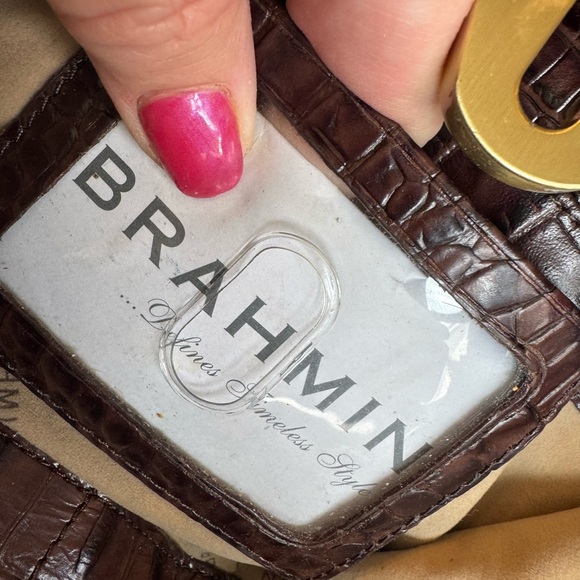 Brahmin Brown Crossbody Bag with Crocodile Texture - Picture 6 of 7